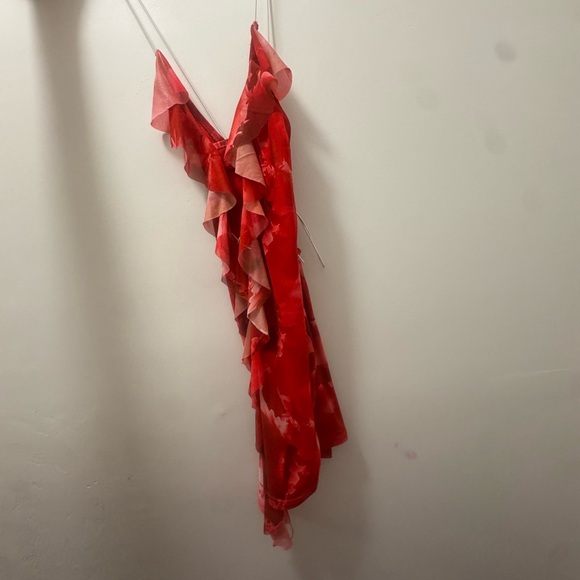 Red Ruffled Mini Dress - Picture 6 of 6